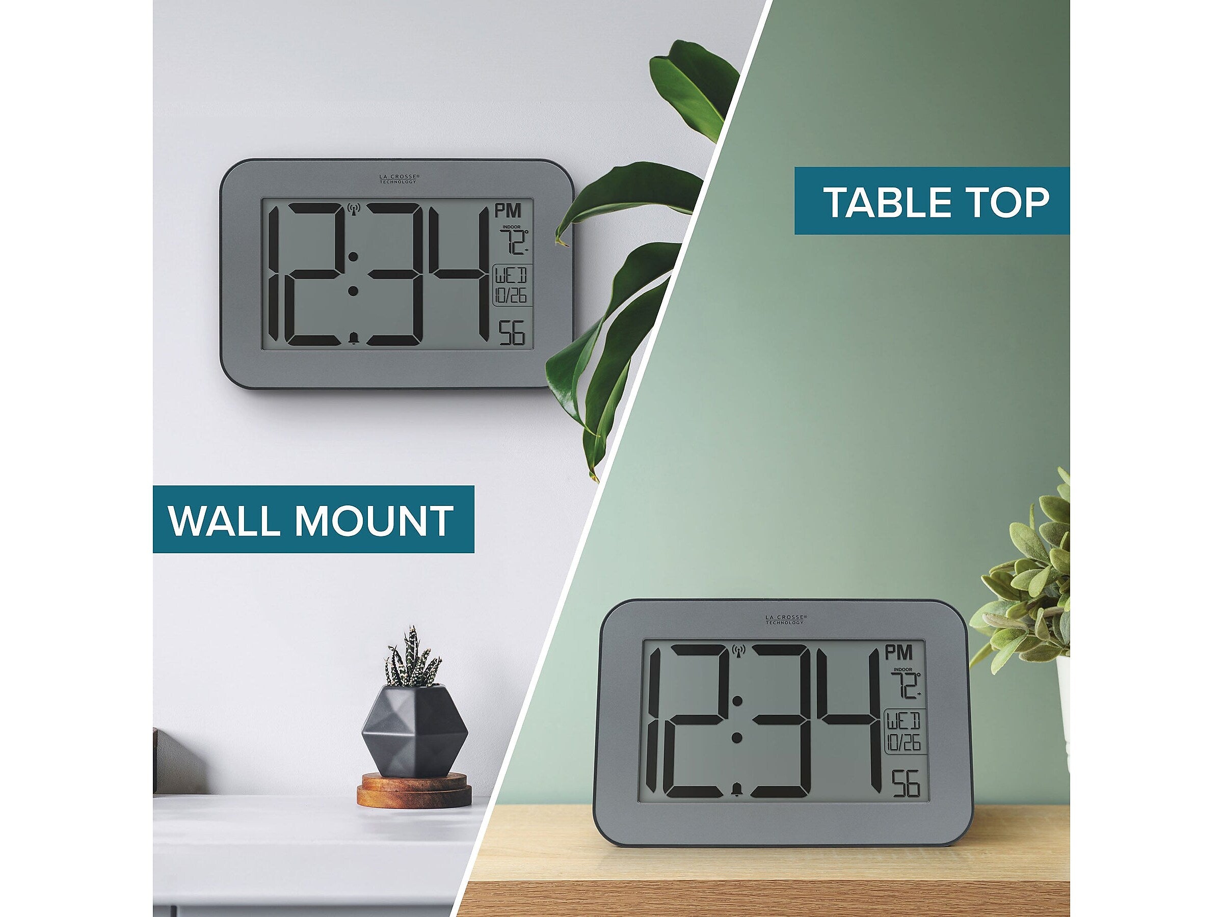 La Crosse Technology Atomic Digital Wall/Table Clock, 10" x 6.5" (513-02927)