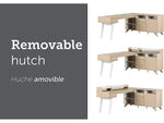 South Shore Helsy 78"W L-Shaped Computer Desk with Removable Hutch, Soft Elm/White (13298)