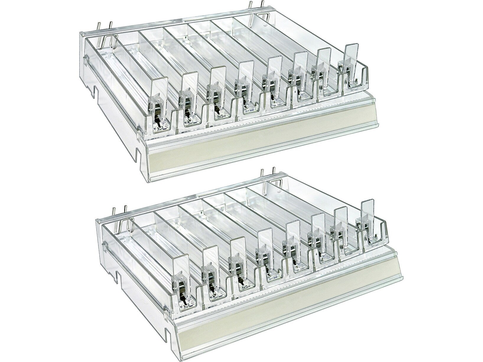 Azar 2.63" x 12" Pegboard 8-Compartment Cosmetic Tray, Clear, 2/Pack (225830-8COMP-CLR-2PK)