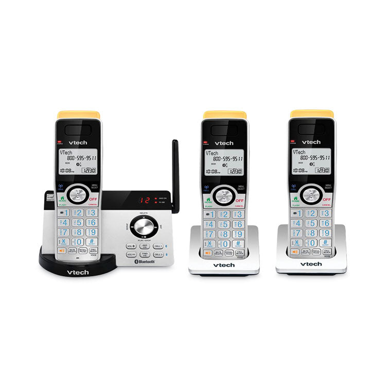 80-2151-02 Three-Handset Connect to Cell Cordless Telephone, Black/Silver