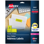 Avery Sure Feed Laser Address Labels, 1" x 2 5/8", Neon Yellow, 750 Labels/Pack (5972)