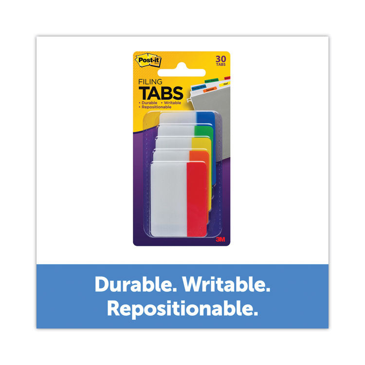 Solid Color Tabs, 1/5-Cut, Assorted Colors, 2" Wide, 30/Pack