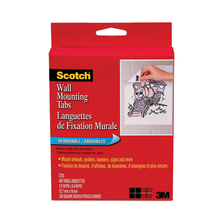 Precut Removable Mounting Tabs, Removable, Holds Up To 0.25 Lb, 6 Tabs, Double-Sided, 0.5 X 0.75, Black, 480/pack