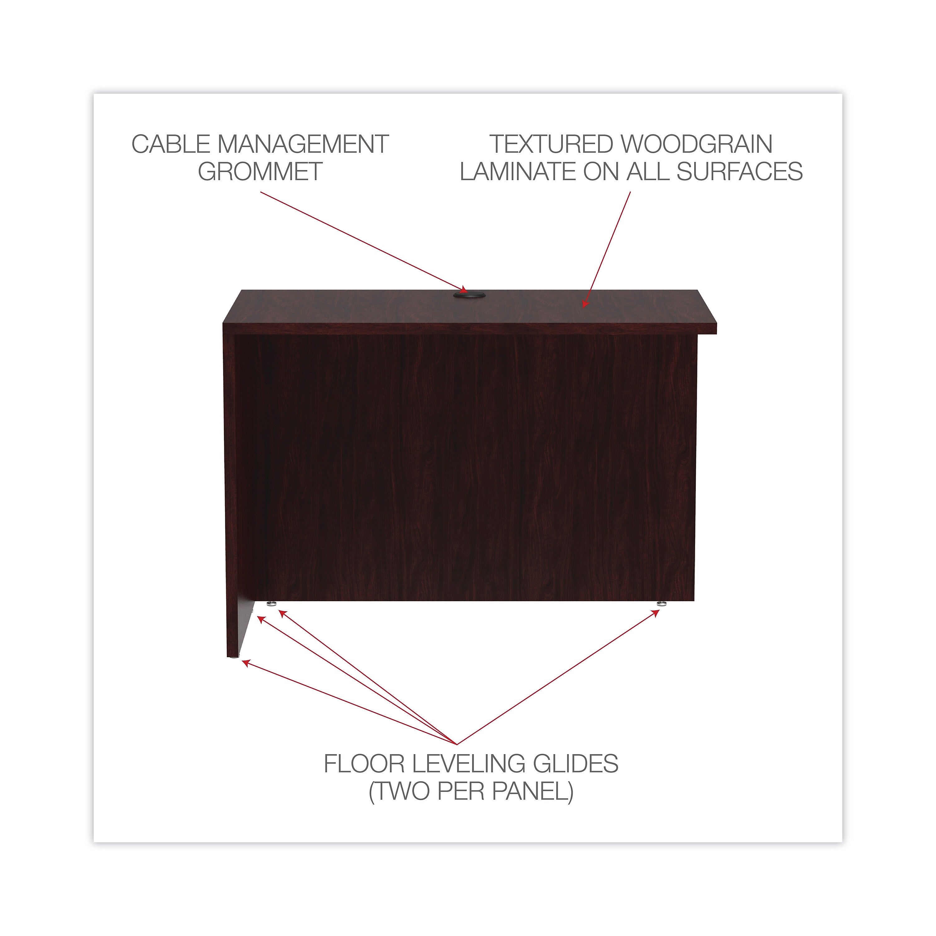 Alera Valencia Series Reversible Return/Bridge Shell, 42"W x 23.63"D, Mahogany (ALEVA354224MY)