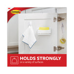Spring Hook, Plastic, White, 0.25 lb Capacity, 1 Hook and 2 Strips/Pack