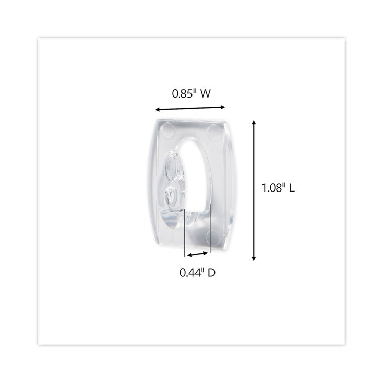 Clear Hooks and Strips, Mini, Plastic, 0.5 lb Capacity, 6 Hooks and 8 Strips/Pack