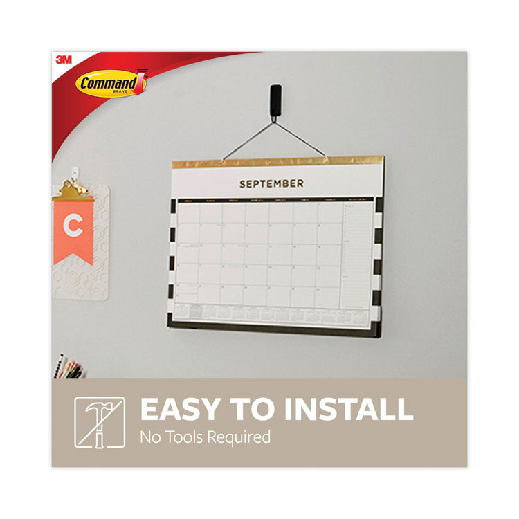 Decorative Hooks, Medium, Plastic, Matte Black, 3 lb Capacity, 2 Hooks and 4 Strips/Pack
