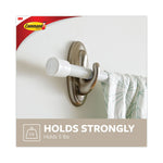 Decorative Hooks, Traditional, Large, Plastic, Silver, 5 lb Capacity, 1 Hook and 2 Strips/Pack