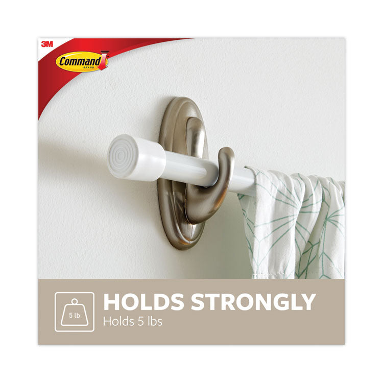 Decorative Hooks, Traditional, Large, Plastic, Silver, 5 lb Capacity, 1 Hook and 2 Strips/Pack