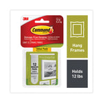 Picture Hanging Strips, Value Pack, Medium, Removable, Holds Up To 12 Lbs, 0.75 X 2.75, White, 12 Pairs/pack