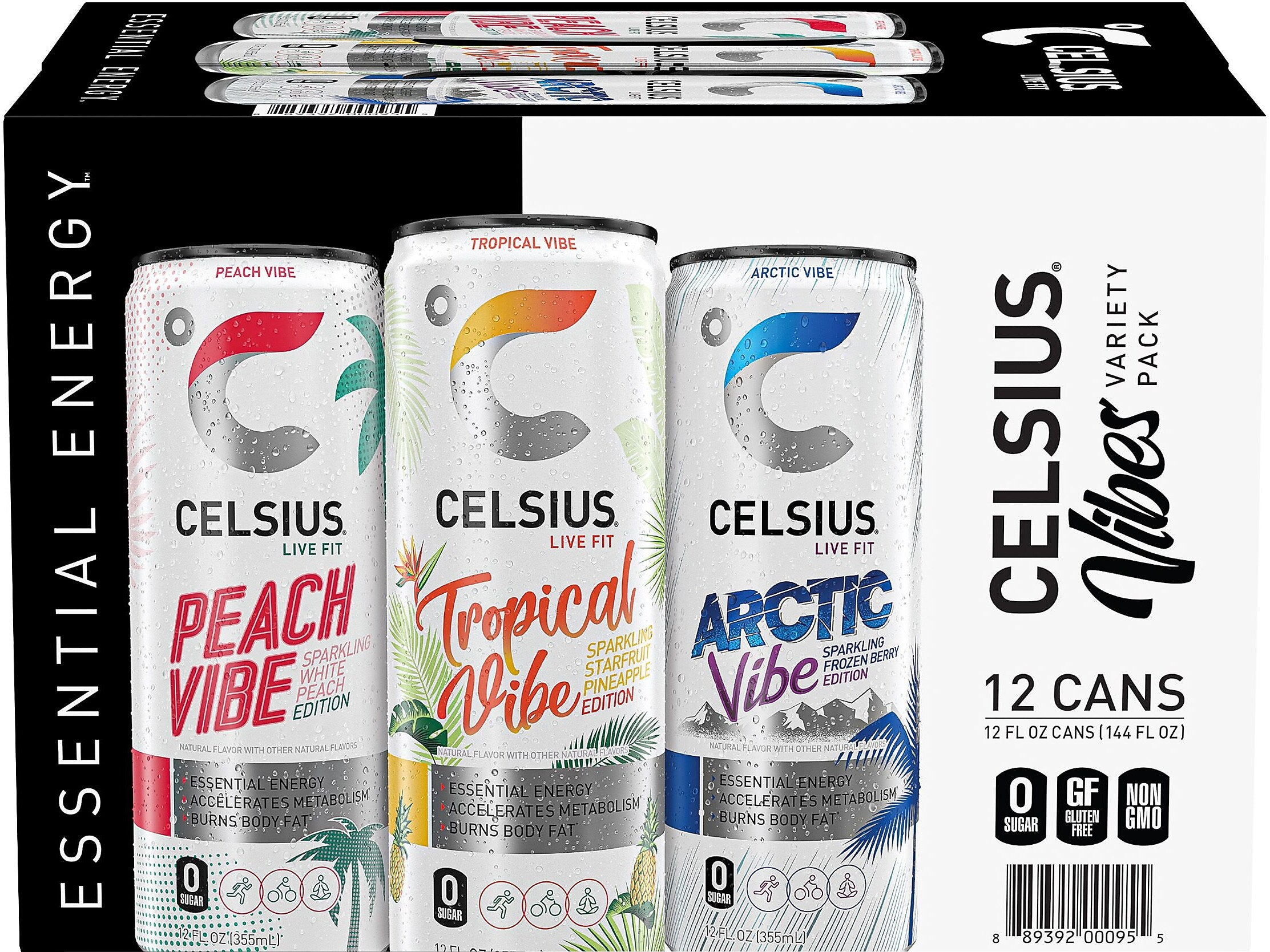 Celsius Sugar-Free Variety Pack Sparkling Energy Drink, 12 oz., 12 Cans/Carton (CLL00071)