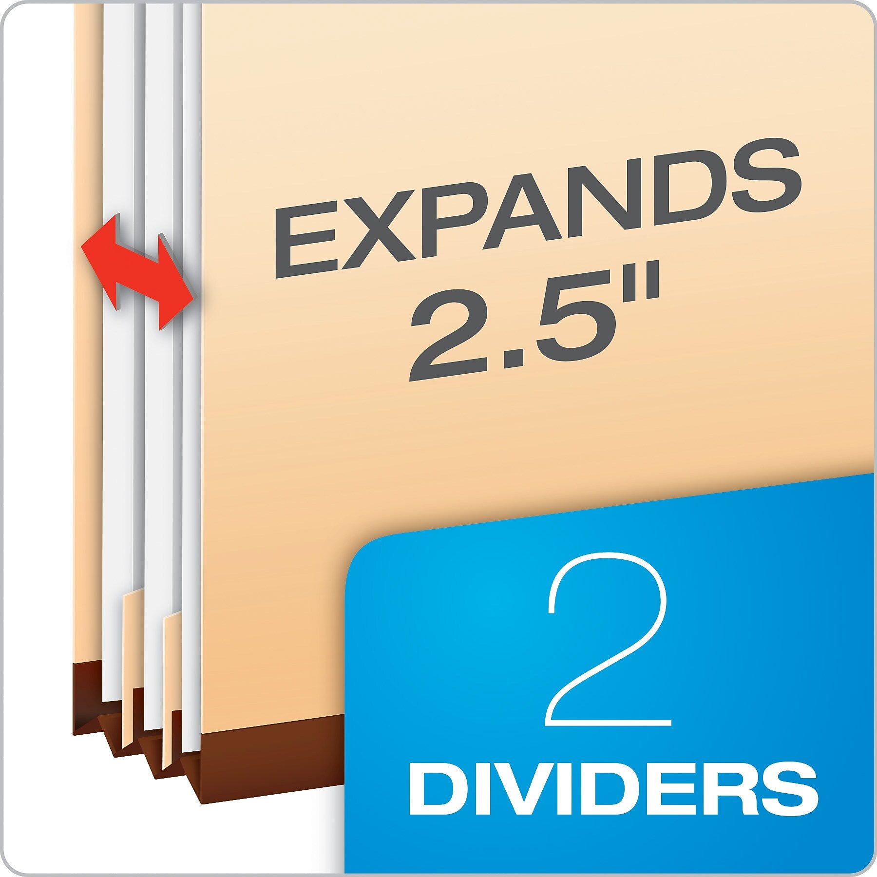 Pendaflex Classification Folder, 2-Dividers, 2 1/2" Expansion, Letter Size, Manila, 10/Box (24000P)