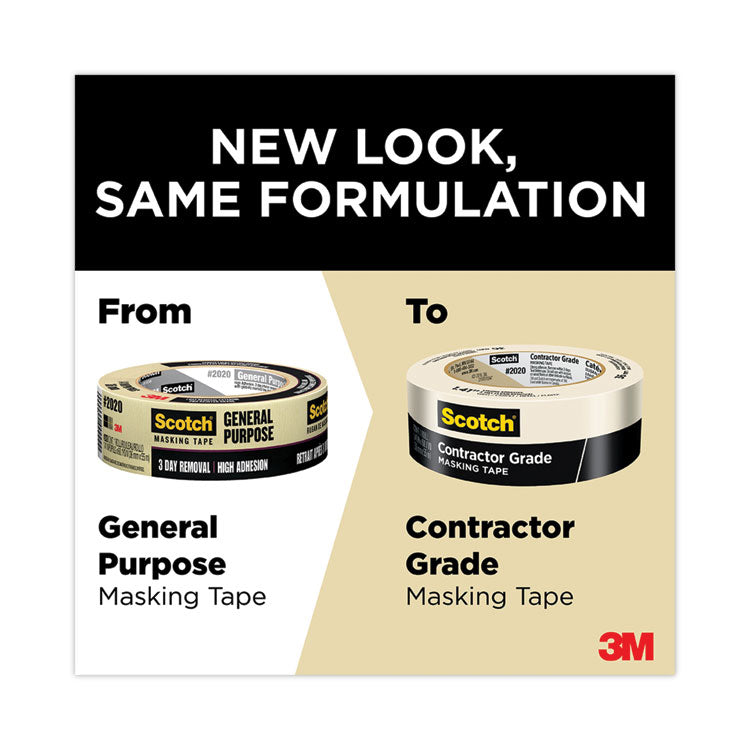 Commercial-Grade Masking Tape For Production Painting, 3" Core, 0.94" X 60 Yds, Natural