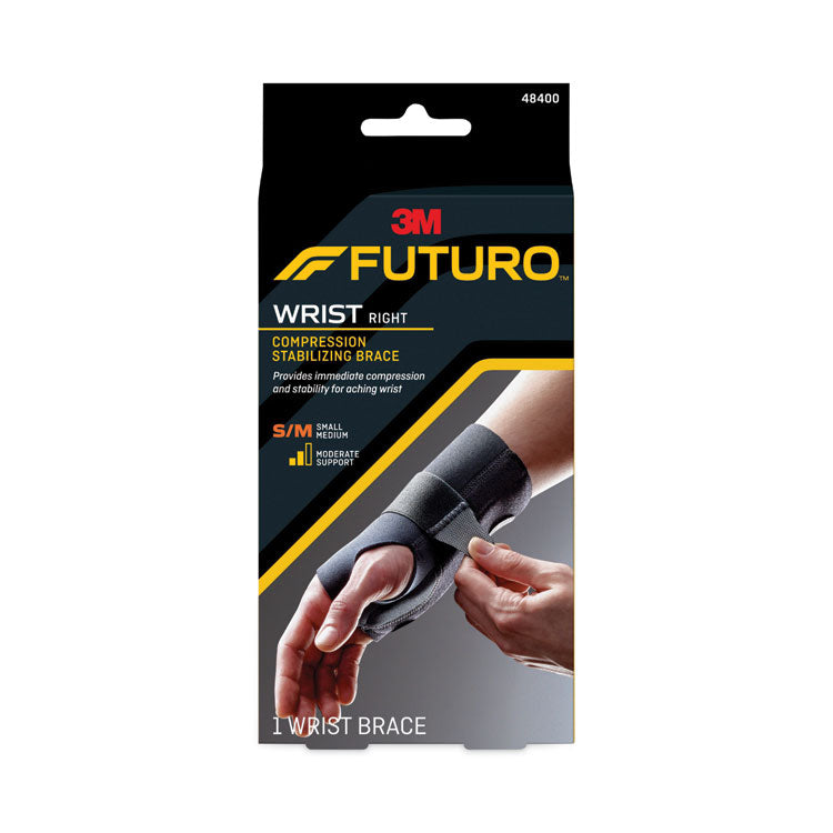 Energizing Wrist Support, Small/Medium, Fits Right Wrists 5.5" to 6.75", Black, 12/Carton