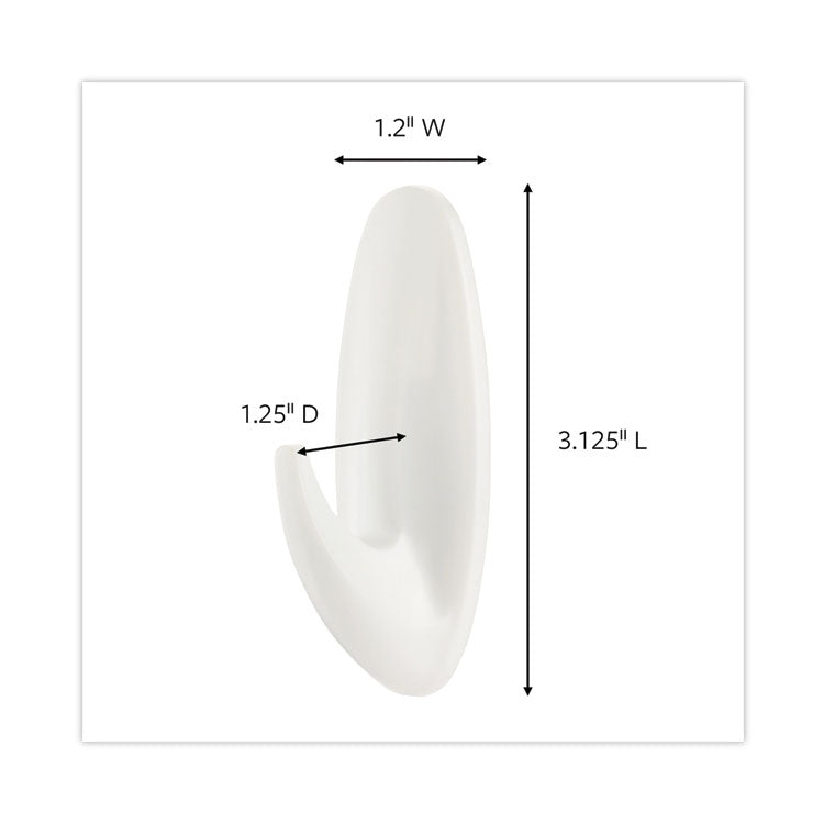 Designer Hooks, Medium, Plastic, White, 3 lb Capacity, 6 Hooks and 12 Strips/Pack