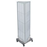 Azar Displays 60” x 16” Three-Sided Revolving Pegboard Tower Floor Display on Wheeled Metal Base, Clear (700452-CLR)
