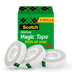 Scotch Magic Invisible Clear Tape Refill, 0.5" x 36 yds., 1" Core, 3 Rolls/Pack (810H3)