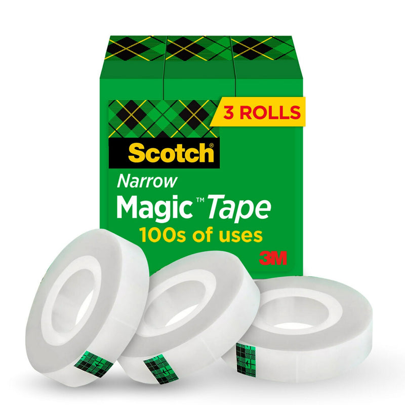 Scotch Magic Invisible Clear Tape Refill, 0.5" x 36 yds., 1" Core, 3 Rolls/Pack (810H3)