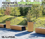 Alpine Industries Steel Outdoor Trash Can with Open Lid, 32 Gallon, Cedar (ALP4400-01-CD)