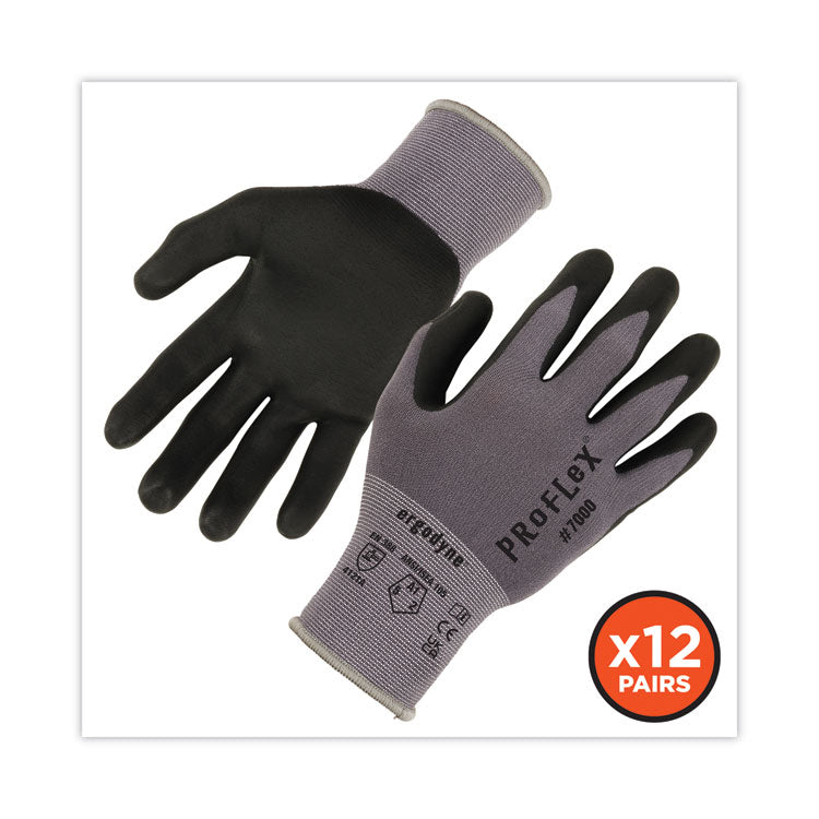 ProFlex 7000 Nitrile-Coated Gloves Microfoam Palm, EN388: 4121A, 9" Long, Medium, Gray, 12 Pairs