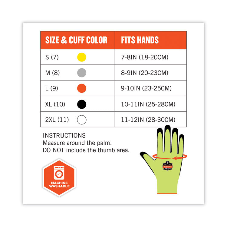 ProFlex 7021 Hi-Vis Nitrile-Coated CR Gloves, EN388: 4342B, 9.25" Long, Large, Lime, 144 Pairs/Carton