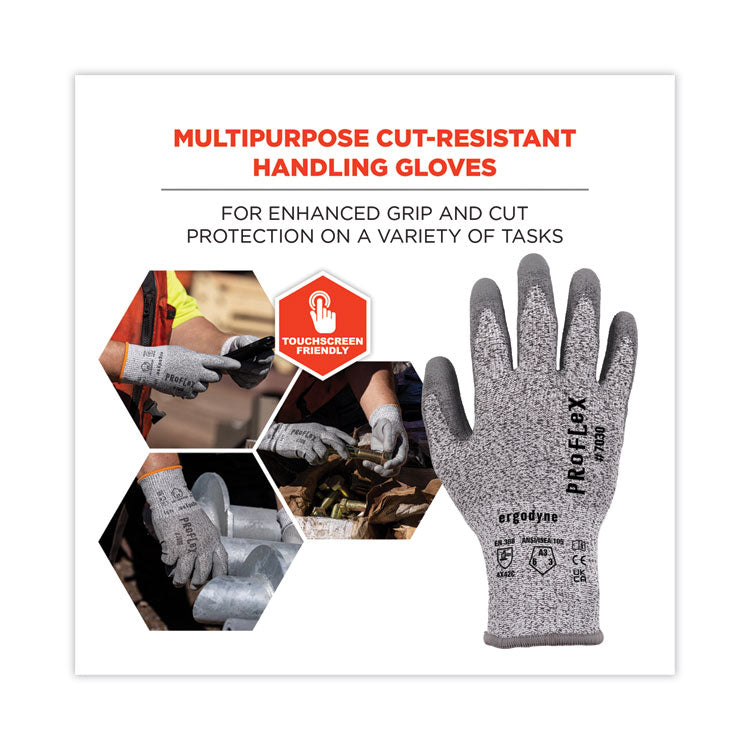 ProFlex 7030 ANSI A3 PU Coated CR Gloves, EN388: 4X42C, 9" Long, Medium, Gray, Pair