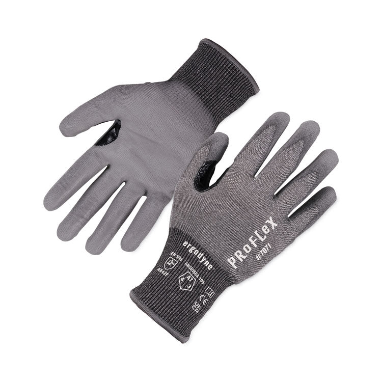 ProFlex 7071 ANSI A7 PU Coated CR Gloves, EN388: 4X42F, 9" Long, Small, Gray, 12 Pairs