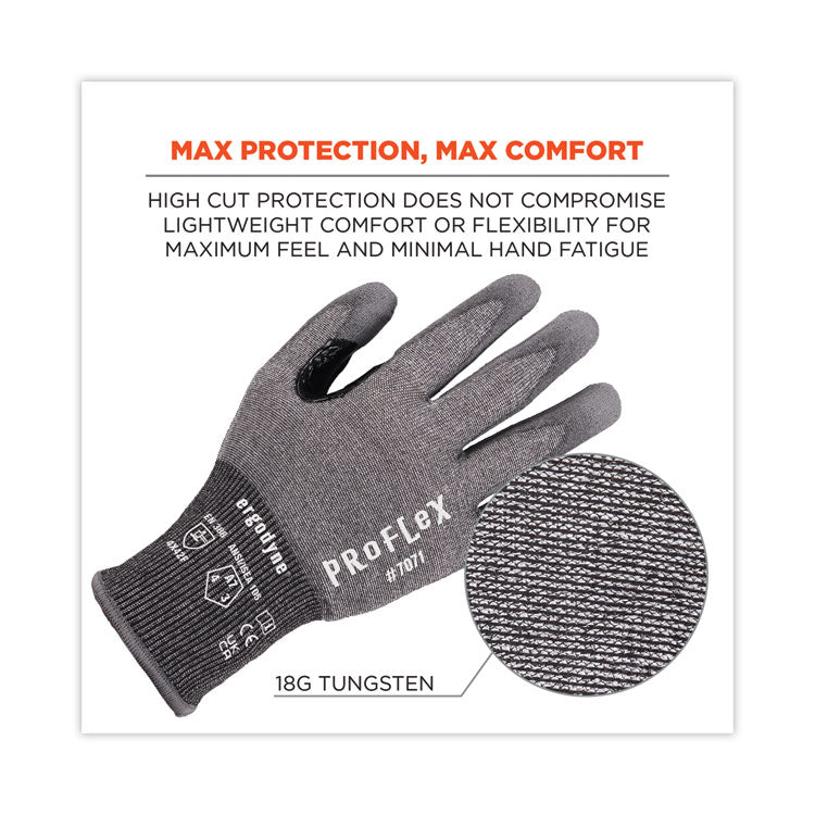 ProFlex 7071 ANSI A7 PU Coated CR Gloves, EN388: 4X42F, 9" Long, XX-Large, Gray, 12 Pairs