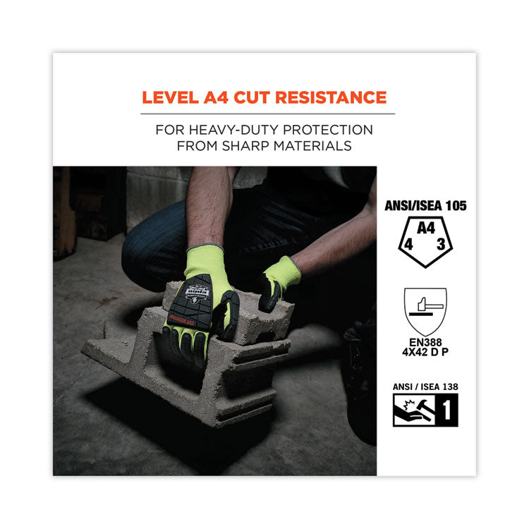 ProFlex 7141 ANSI A4 DIR Nitrile-Coated CR Gloves, EN388: 4X42DP, 9" Long, XX-Large, Lime, 72 Pairs/Carton