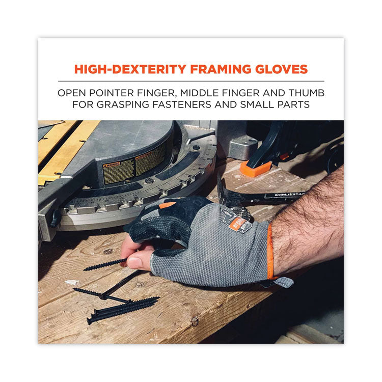 ProFlex 720 Heavy-Duty Framing Gloves, 9" Long, XX-Large, Gray, Pair