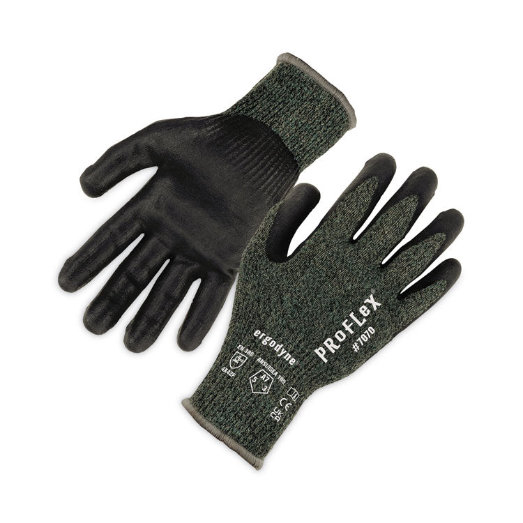 ProFlex 7070 ANSI A7 Nitrile Coated CR Gloves, EN388: 4X42F, 9" Long, X-Large, Green, 12 Pairs