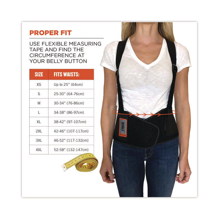 ProFlex 1650 Economy Elastic Back Support Brace, 4X-Large, 52" to 58" Waist, Black