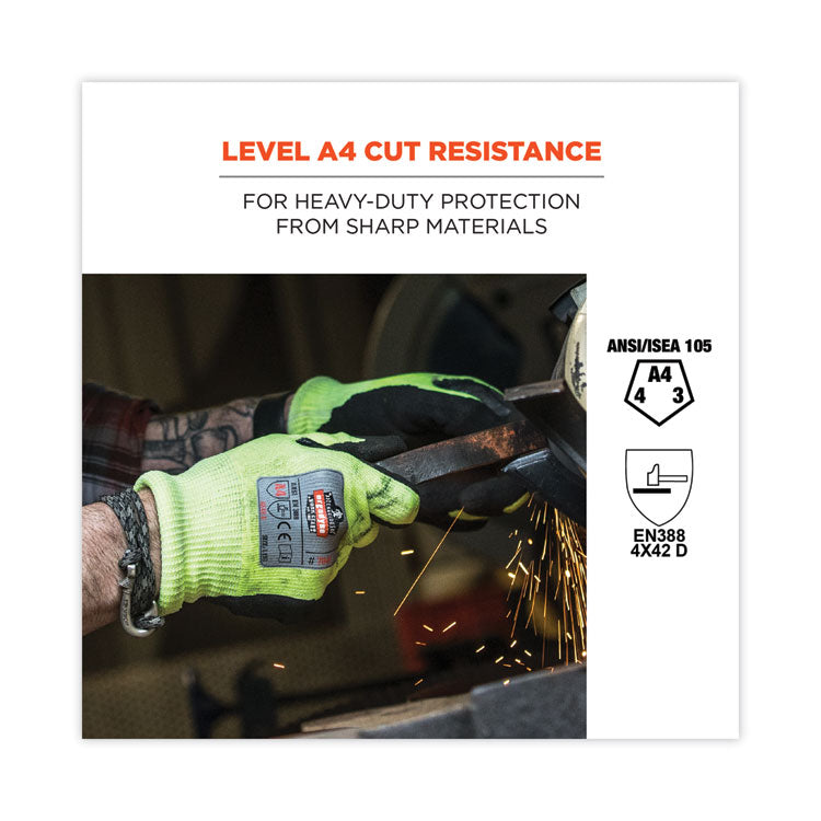 ProFlex 7041 ANSI A4 Nitrile-Coated CR Gloves, EN388: 4X42D, 10" Long, Large, Lime, Pair