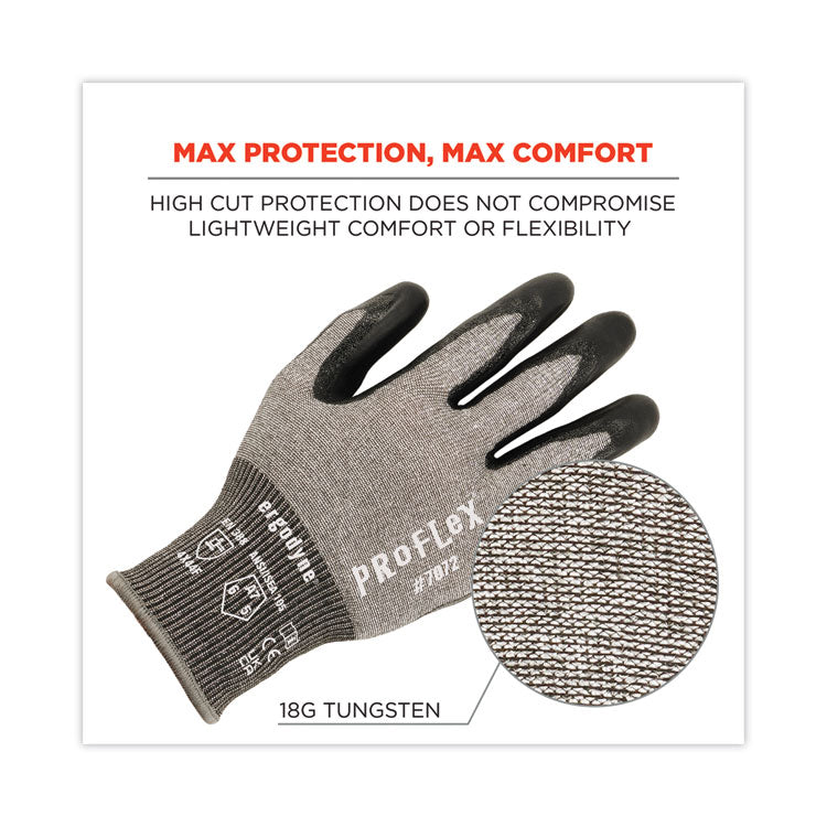 ProFlex 7072 ANSI A7 Nitrile-Coated CR Gloves, EN388: 4X44F, 9" Long, Large, Gray, Pair