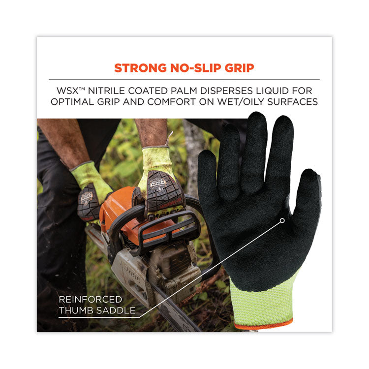 ProFlex 7141 ANSI A4 DIR Nitrile-Coated CR Gloves, EN388: 4X42DP, 9" Long, Small, Lime, 72 Pairs/Carton