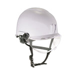 Skullerz 8974V Class E Safety Helmet with 8991 Visor Kit, Clear Lens, 6-Point Ratchet Suspension, White