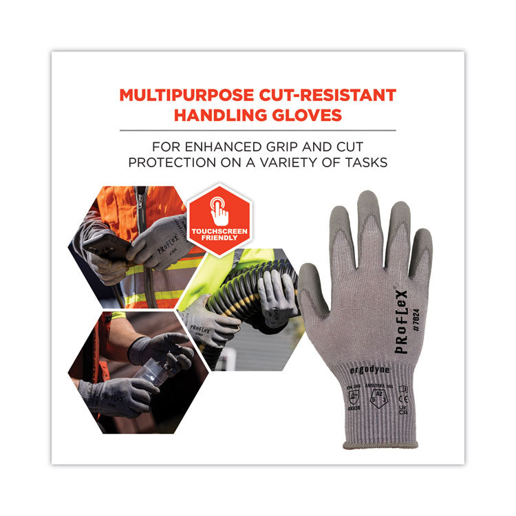 ProFlex 7024 ANSI A2 PU Coated CR Gloves, EN388: 4X42B, 9" Long, XX-Large, Gray, Pair
