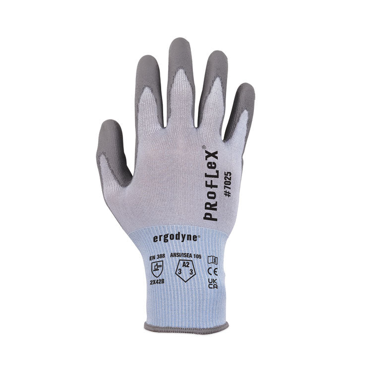 ProFlex 7025 ANSI A2 PU Coated CR Gloves, EN388: 2X42B, 9" Long, Medium, Blue, Pair