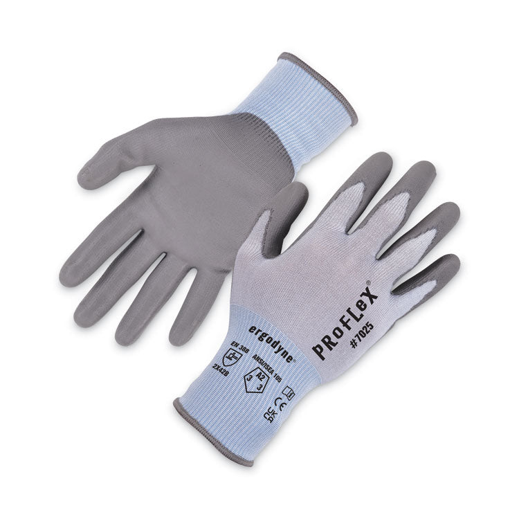 ProFlex 7025 ANSI A2 PU Coated CR Gloves, EN388: 2X42B, 9" Long, X-Large, Blue, 12 Pairs