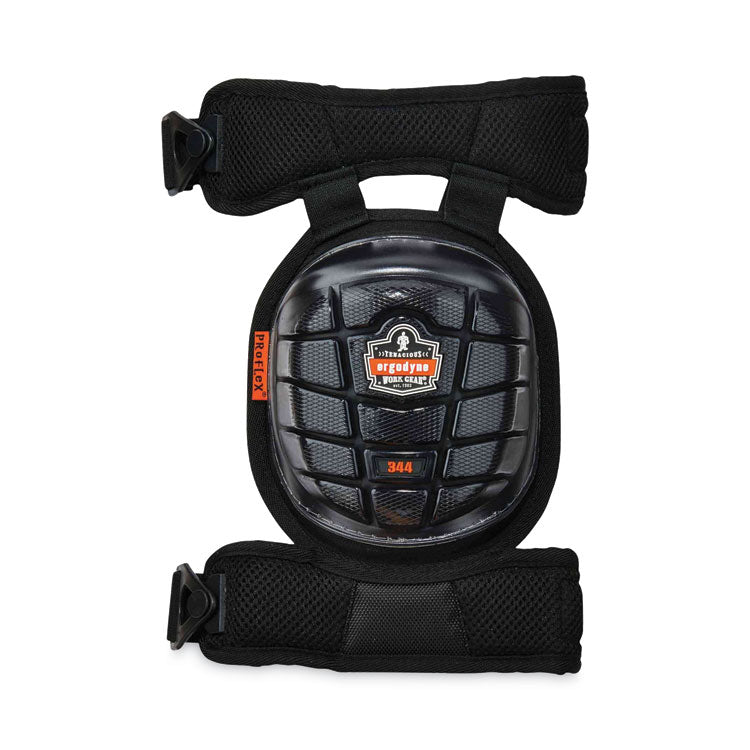 ProFlex 344 Injected Gel Knee Pads With Comfort Straps, Short Cap, Buckle Closure, Black, Pair