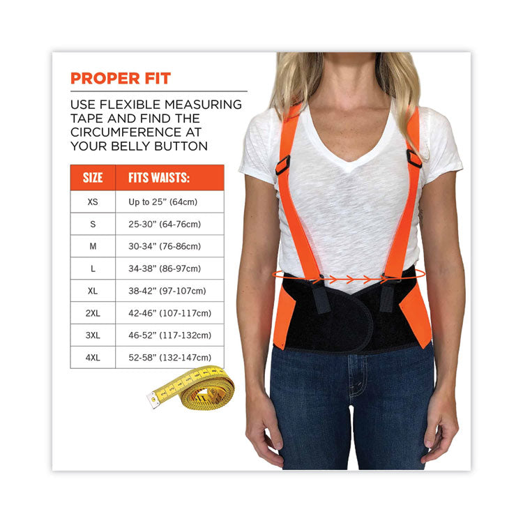 ProFlex 100HV Economy Hi-Vis Spandex Back Support Brace, Medium, 30" to 34" Waist, Black/Orange