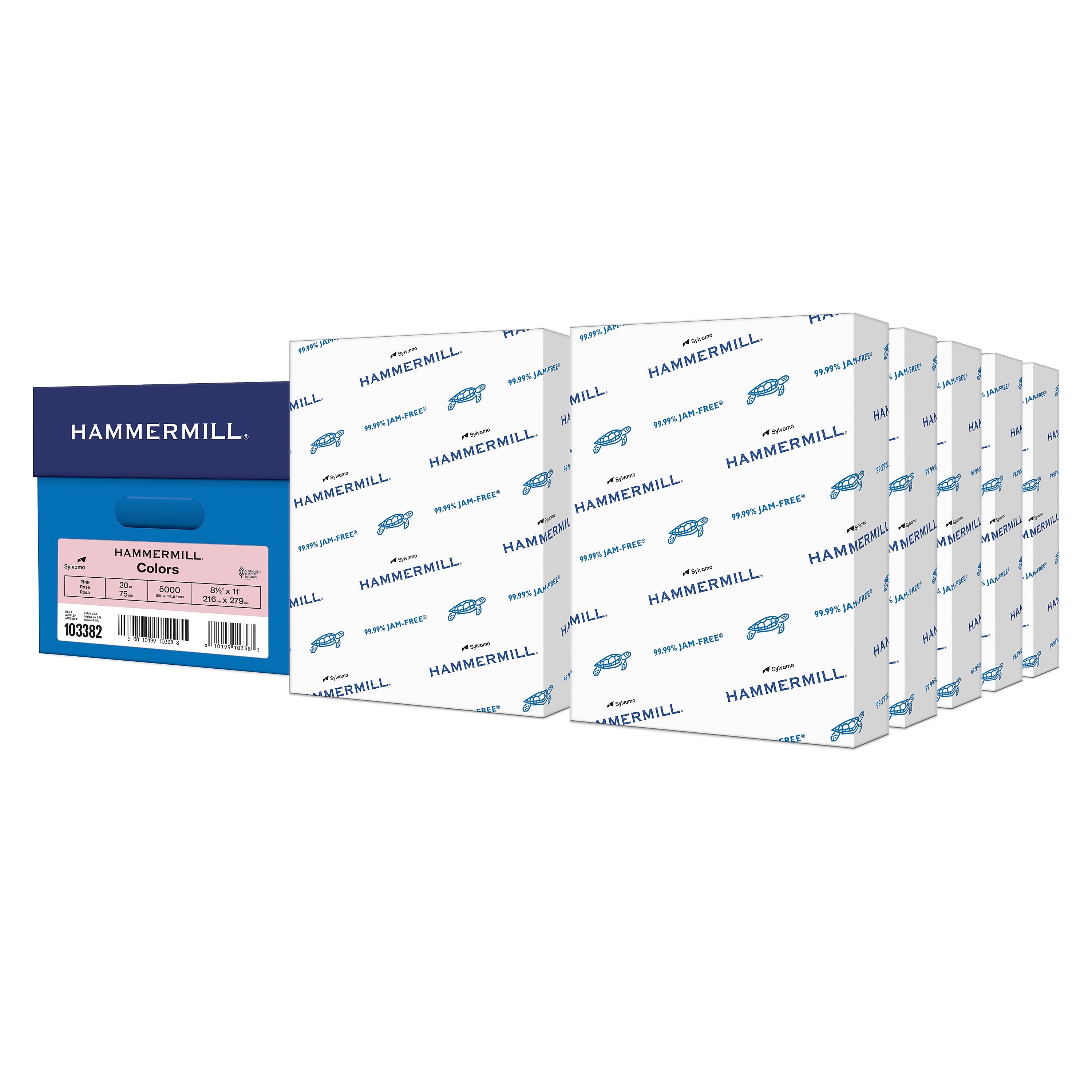 Hammermill 8.5" x 11" Colored Copy Paper, 20 lbs., Pink, 500 Sheets/Ream, 10/Reams (103382CT)