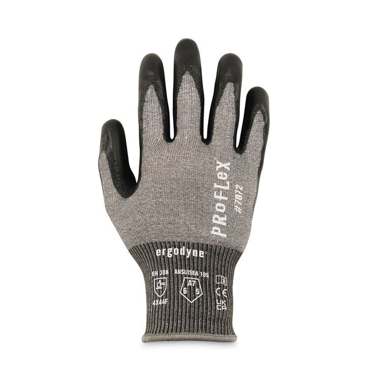 ProFlex 7072 ANSI A7 Nitrile-Coated CR Gloves, EN388: 4X44F, 9" Long, Small, Gray, 12 Pairs