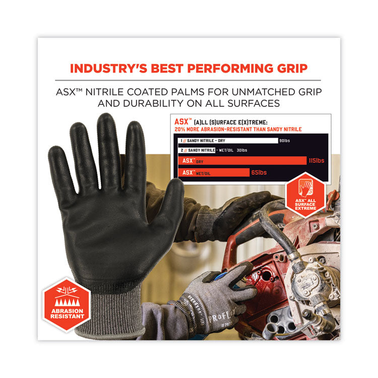 ProFlex 7072 ANSI A7 Nitrile-Coated CR Gloves, EN388: 4X44F, 9" Long, Medium, Gray, Pair