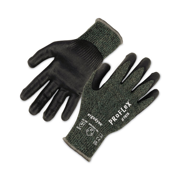 ProFlex 7070 ANSI A7 Nitrile Coated CR Gloves, EN388: 4X42F, 9" Long, Small, Green, 12 Pairs
