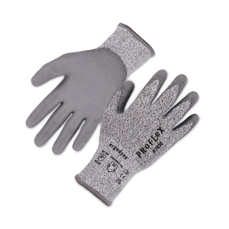 ProFlex 7030 ANSI A3 PU Coated CR Gloves, EN388: 4X42C, 9" Long, Small, Gray, 12 Pairs
