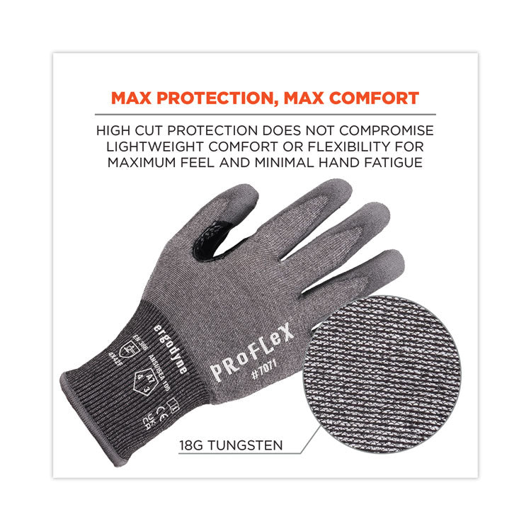 ProFlex 7071 ANSI A7 PU Coated CR Gloves, EN388: 4X42F, 9" Long, Small, Gray, 12 Pairs