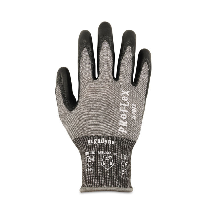 ProFlex 7072 ANSI A7 Nitrile-Coated CR Gloves, EN388: 4X44F, 9" Long, Large, Gray, 12 Pairs