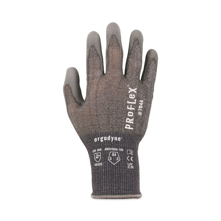 ProFlex 7044 ANSI A4 PU Coated CR Gloves, EN388: 4X42D, 9" Long, XX-Large, Gray, Pair