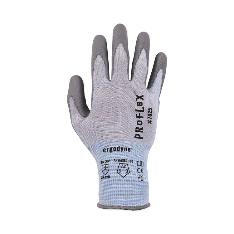 ProFlex 7025 ANSI A2 PU Coated CR Gloves, EN388: 2X42B, 9" Long, Large, Blue, Pair
